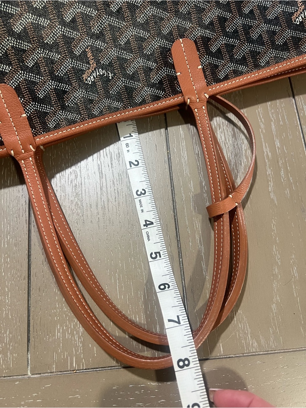 Goyard Black and Brown PM Tote with Leather Trim and Matching Pouch - Picture 12 of 13